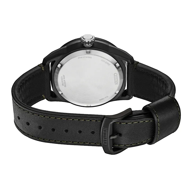 Citizen Avion Eco-Drive Green Dial Leather Men's Watch- AW1735-03X